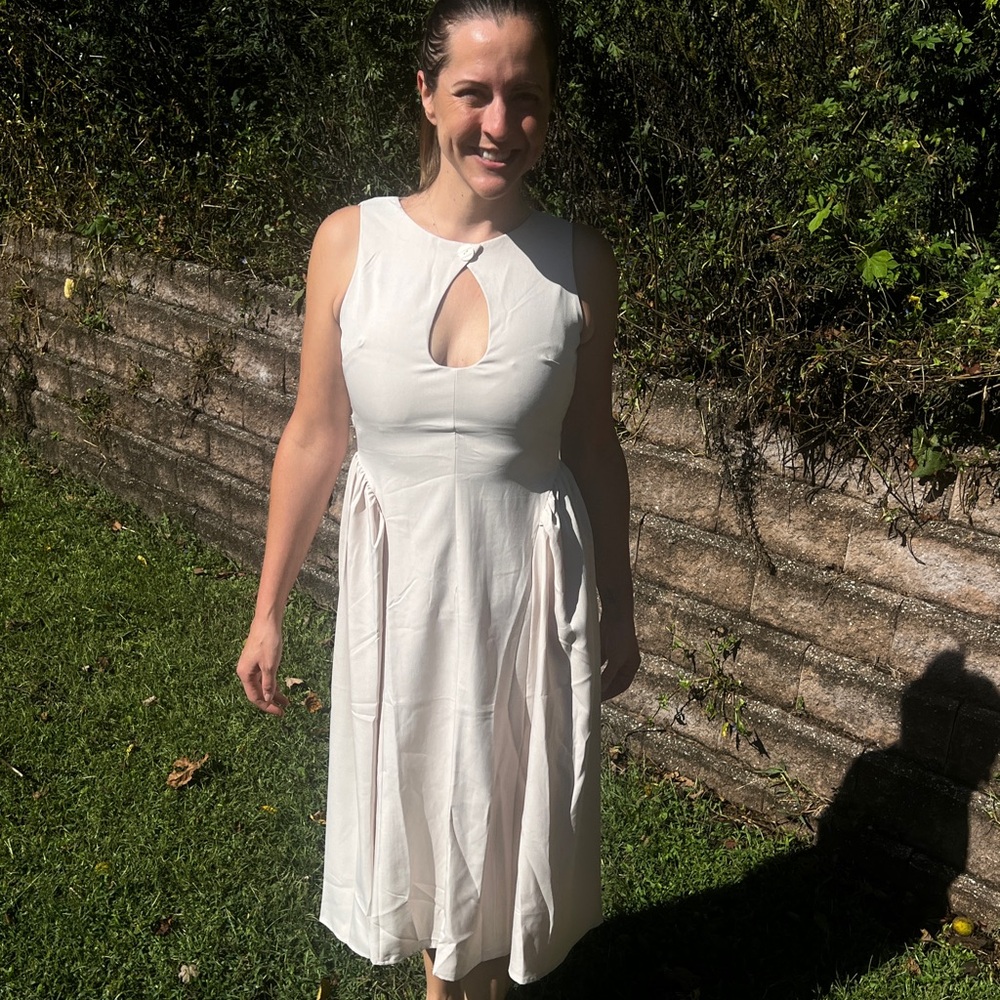 Chic Cream Keyhole Midi Dress